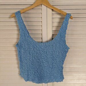Free People Blue Scrunchie Crop Tank Top